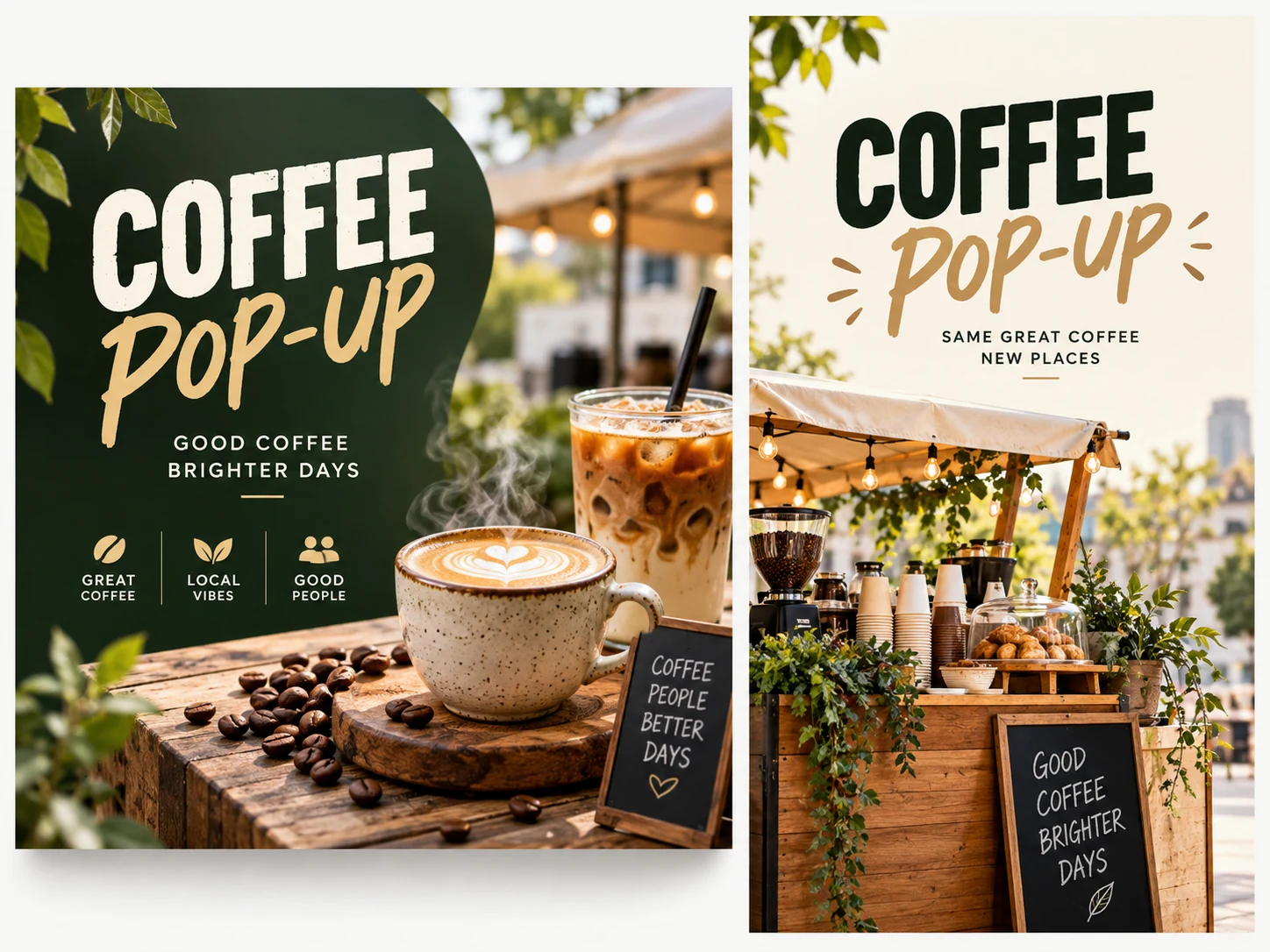 Coffee flyer concepts with square and portrait compositions